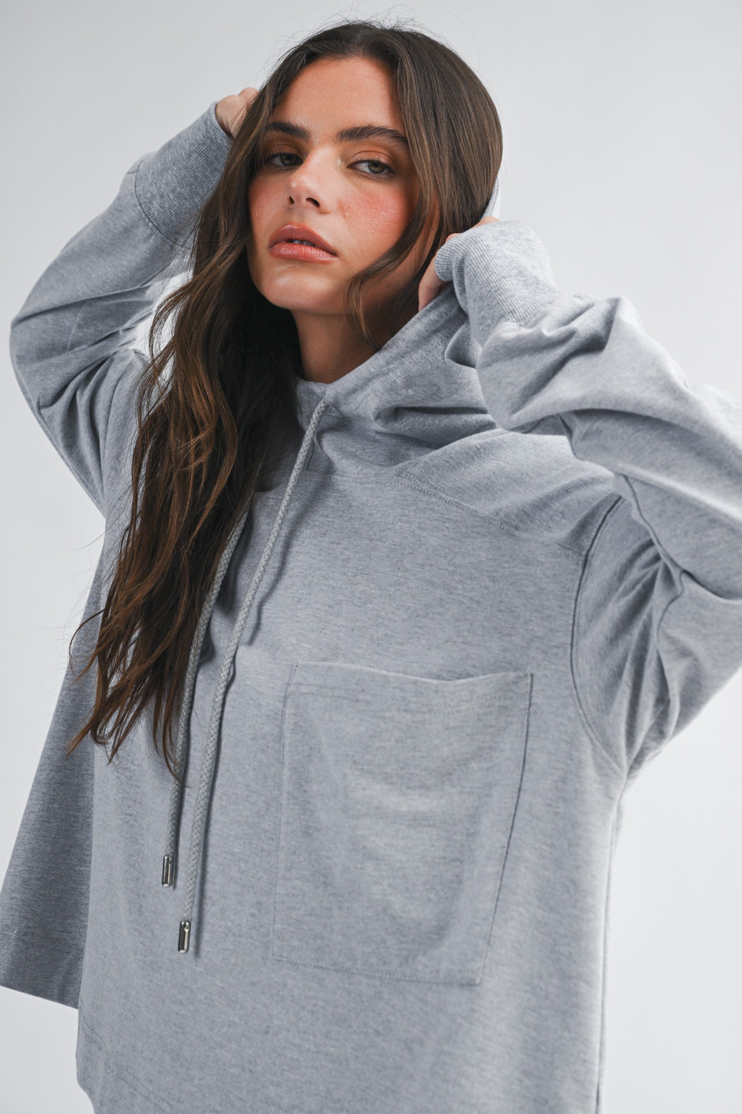 Relaxed Pocket Hoodie Pullover Top