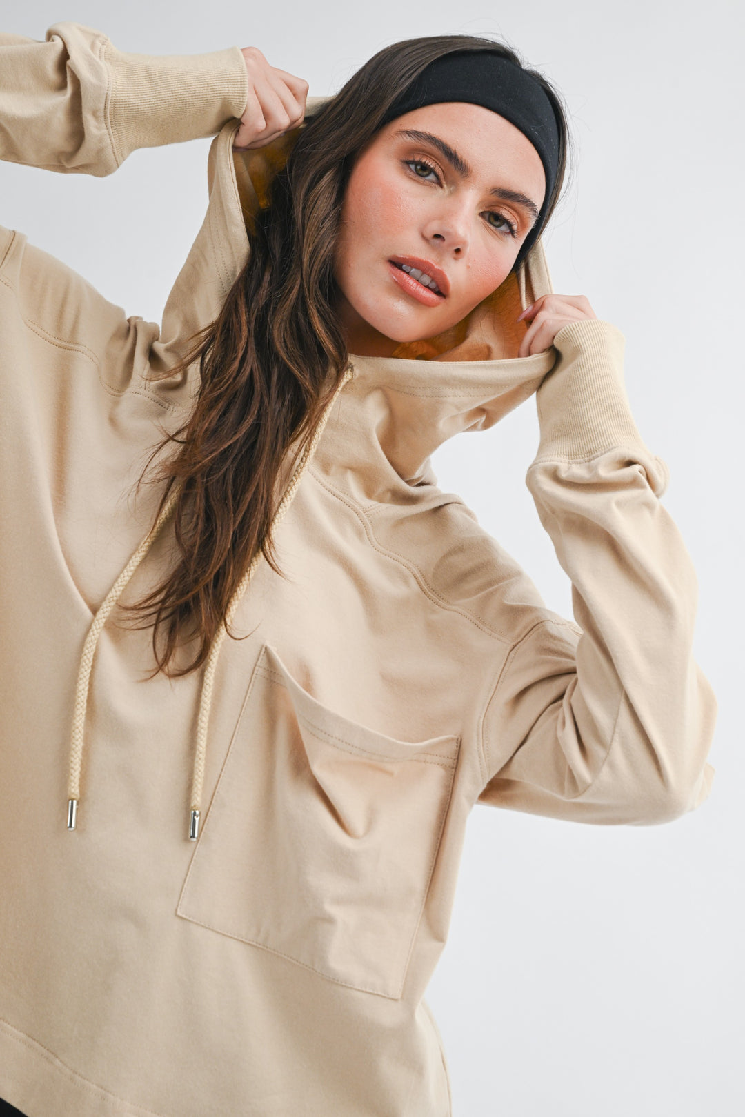 Relaxed Pocket Hoodie Pullover Top