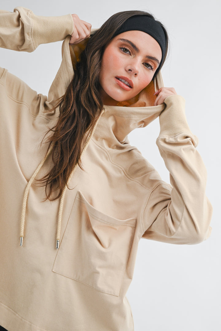 Relaxed Pocket Hoodie Pullover Top