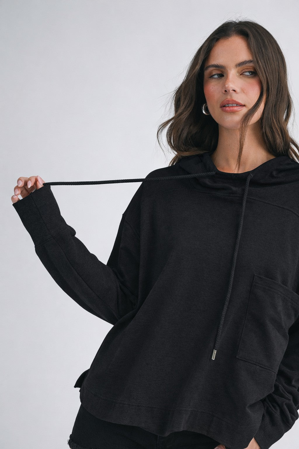 Relaxed Pocket Hoodie Pullover Top