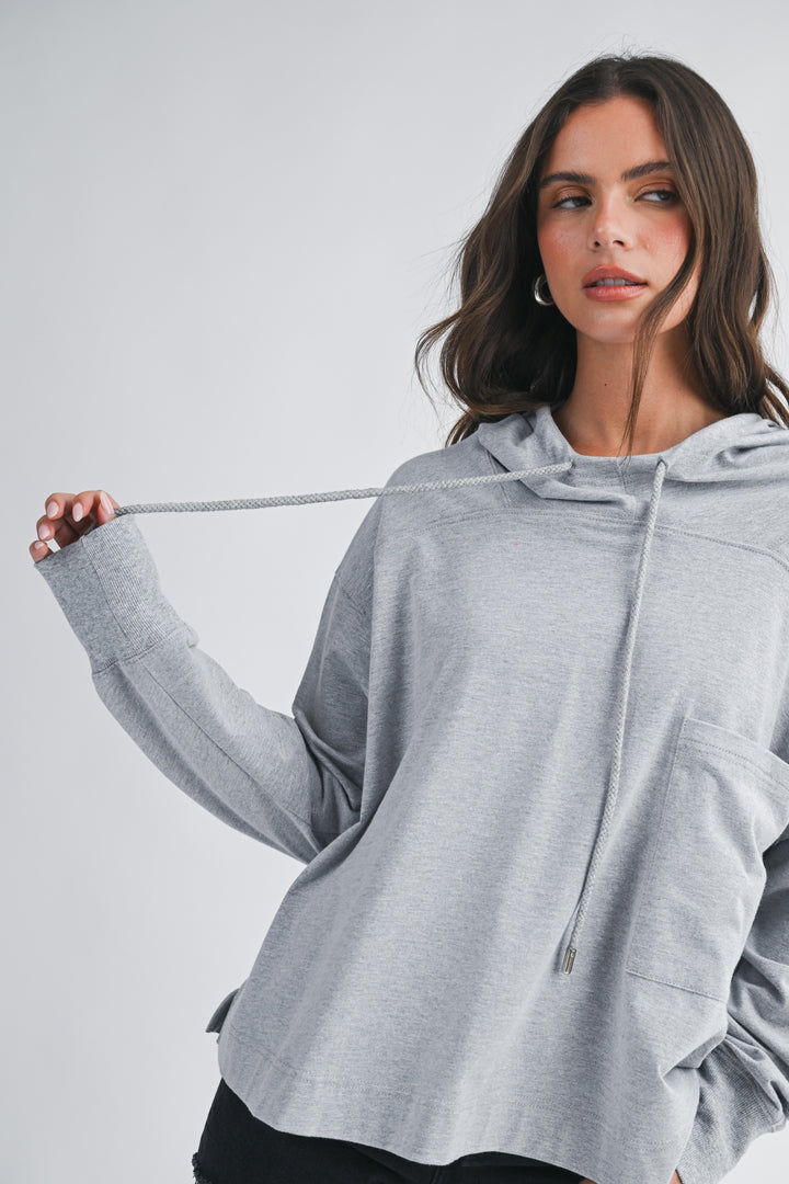 Oat Relaxed Pocket Hoodie Pullover Top