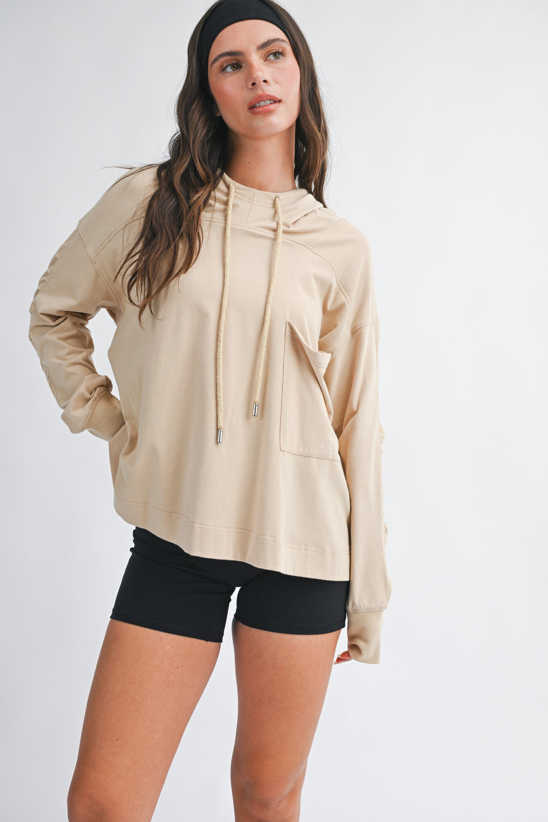 Relaxed Pocket Hoodie Pullover Top