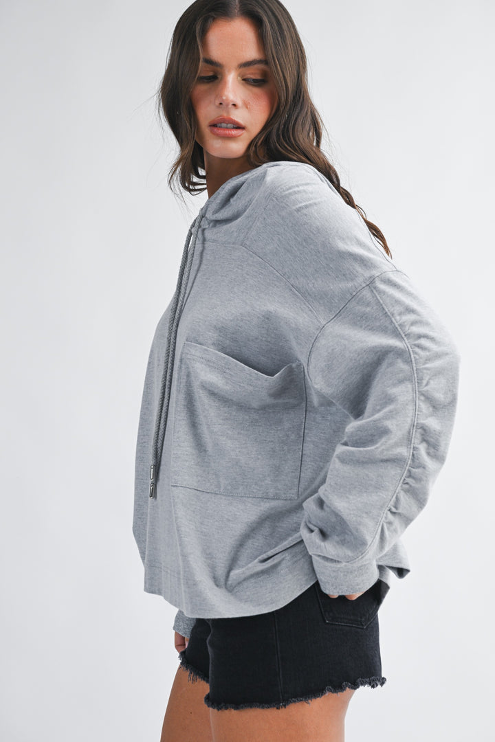 Relaxed Pocket Hoodie Pullover Top