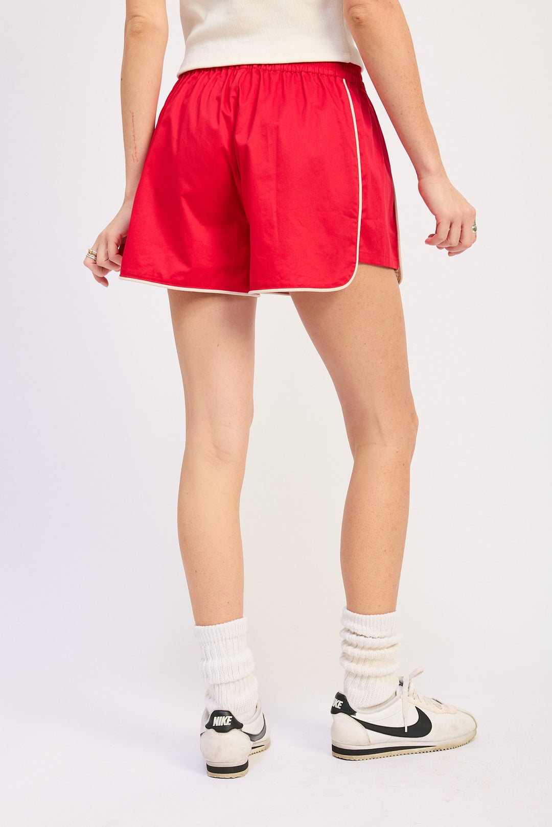 Poplin Shorts With Contrast Drawstring