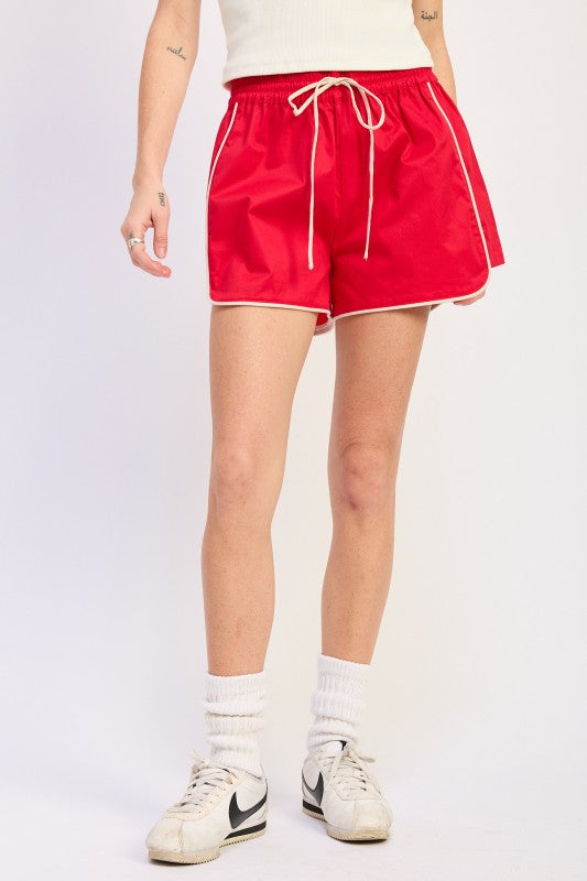 Poplin Shorts With Contrast Drawstring