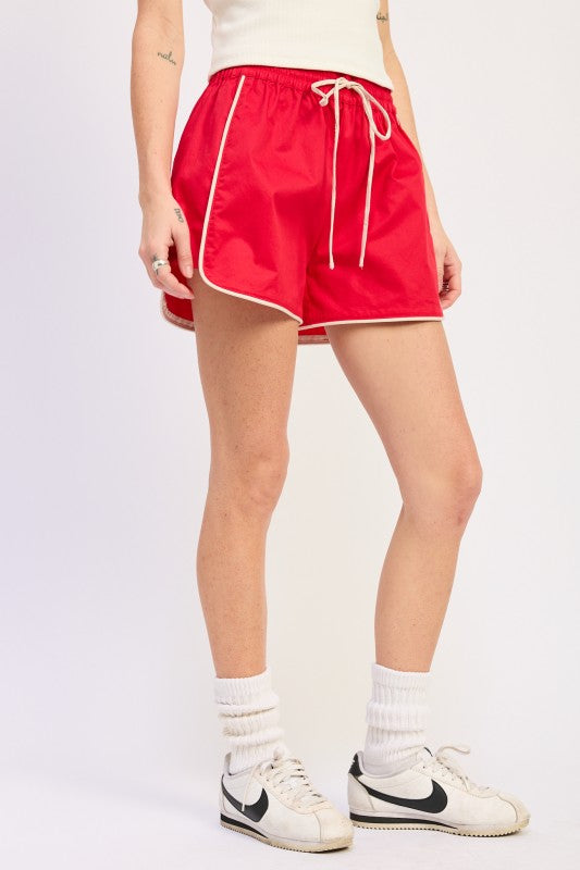 Poplin Shorts With Contrast Drawstring