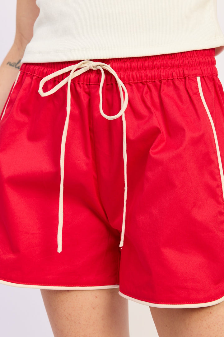 Poplin Shorts With Contrast Drawstring
