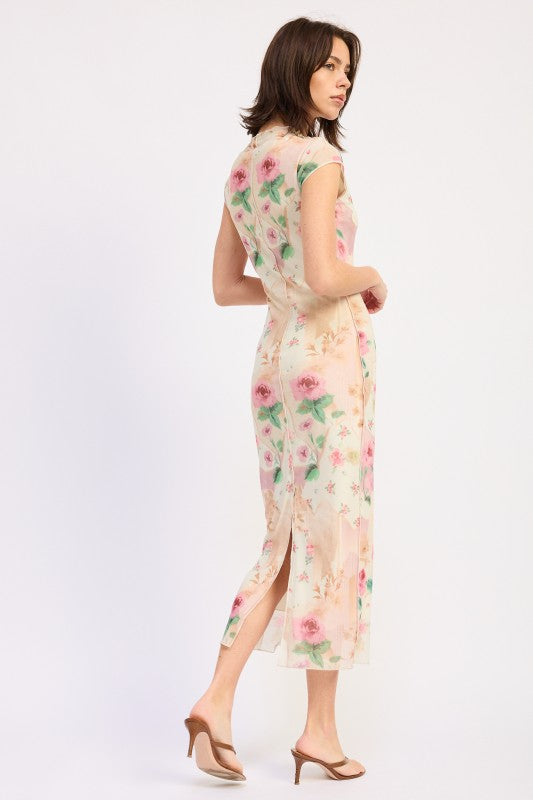 Sheer Mesh Merrow Seam Midi Dress