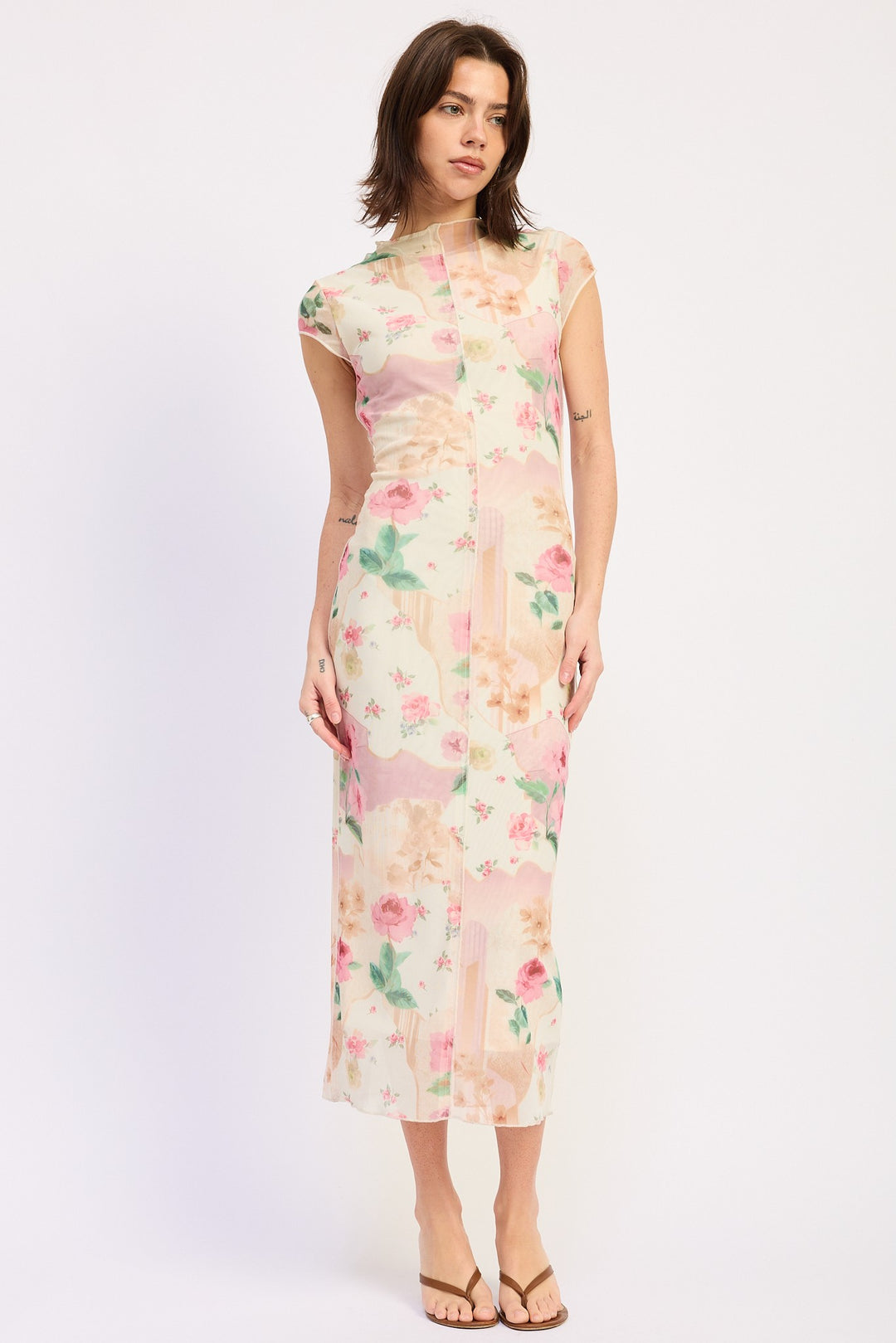 Sheer Mesh Merrow Seam Midi Dress