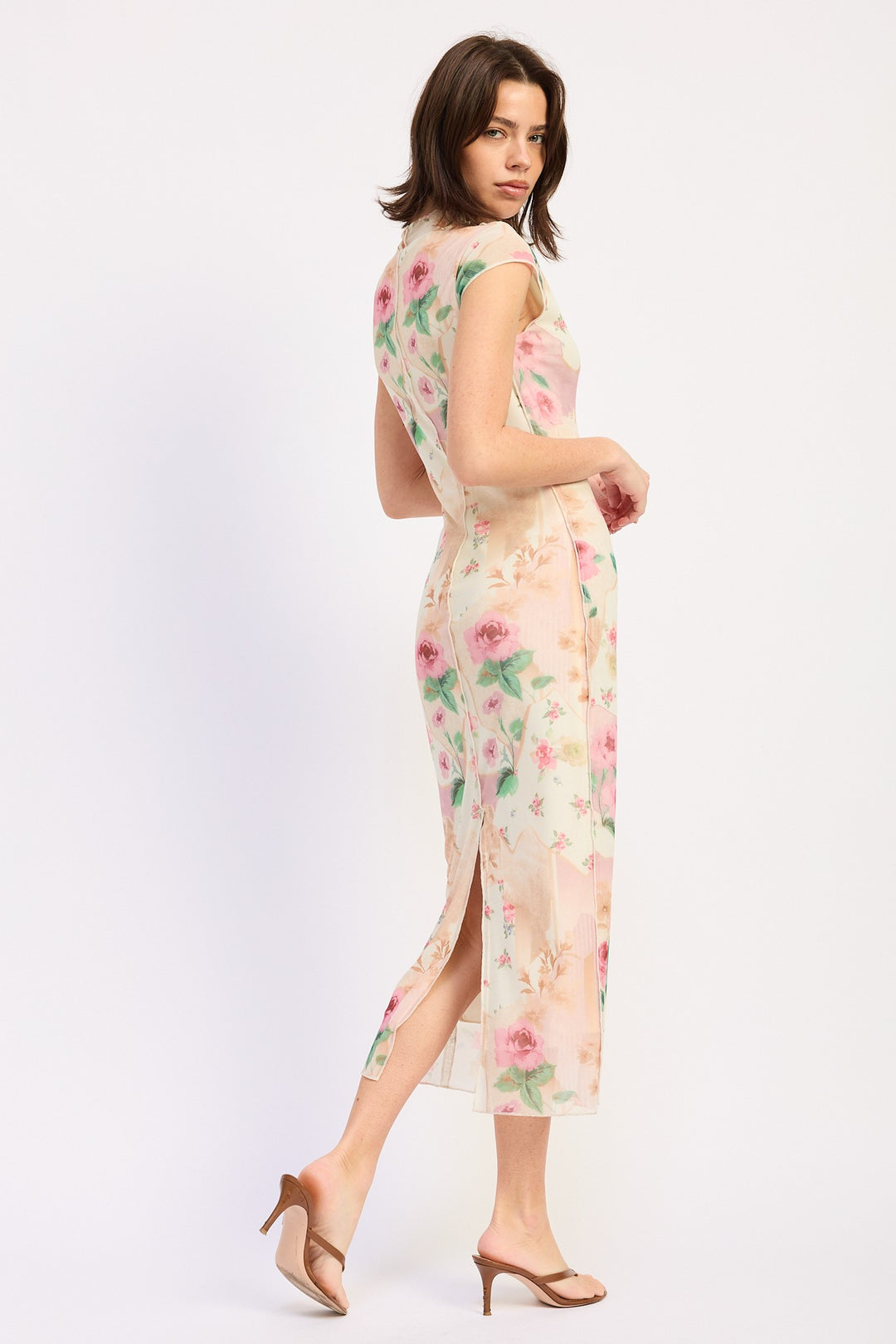 Sheer Mesh Merrow Seam Midi Dress