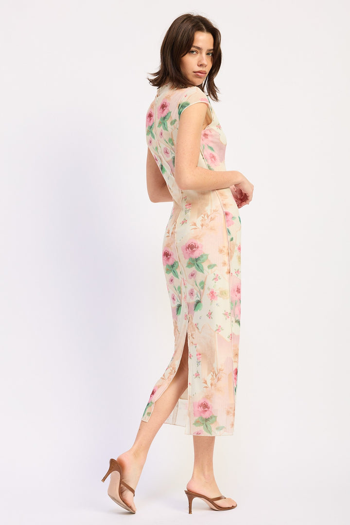 Sheer Mesh Merrow Seam Midi Dress