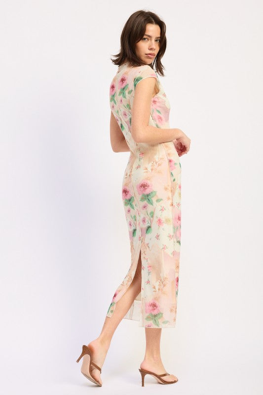 Sheer Mesh Merrow Seam Midi Dress