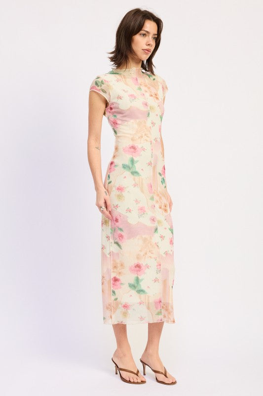 Sheer Mesh Merrow Seam Midi Dress