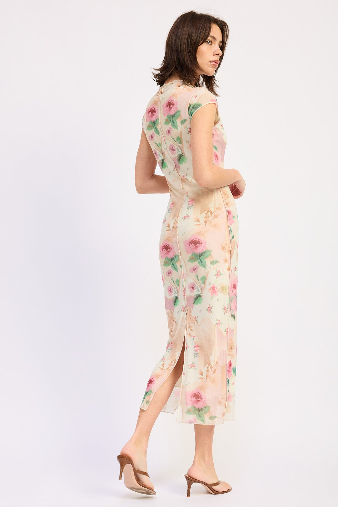 Sheer Mesh Merrow Seam Midi Dress