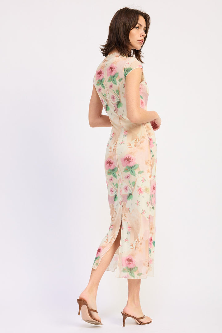 Sheer Mesh Merrow Seam Midi Dress