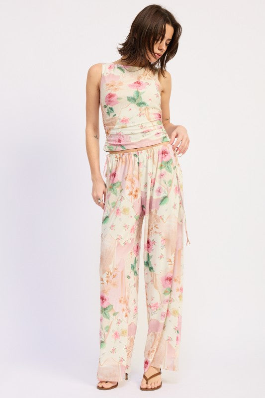 Sleeveless Boat Neck Top With Side Shirring