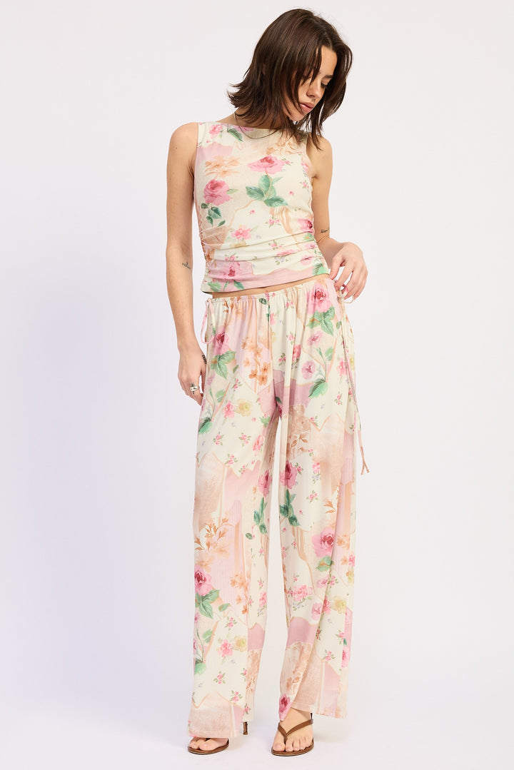 Sleeveless Boat Neck Top With Side Shirring