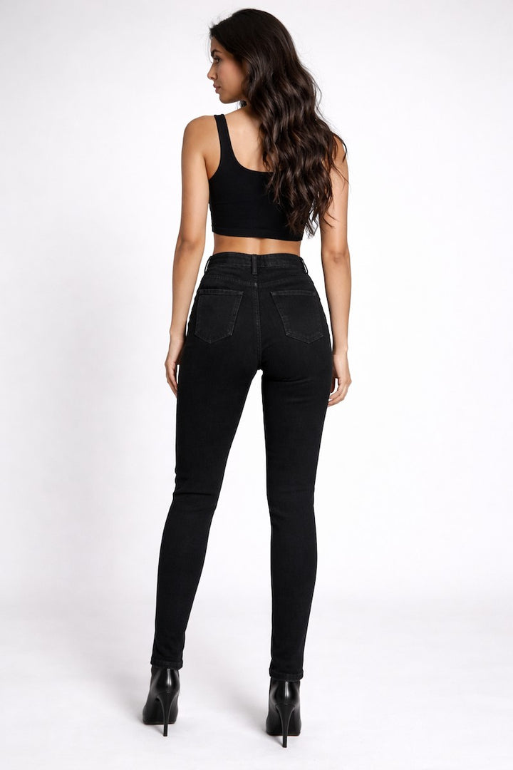 Black High Rise Studded Skinny Jean