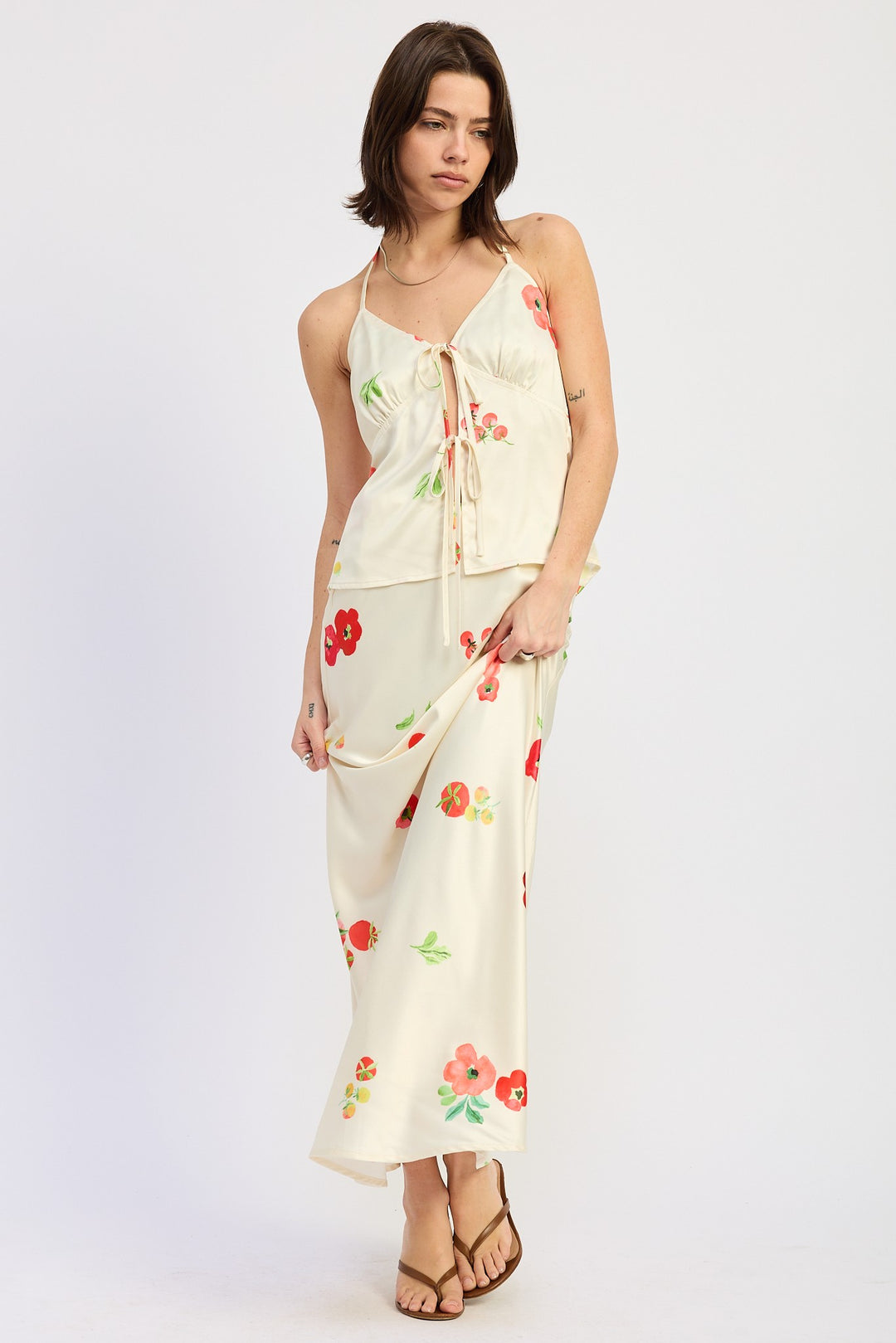 Low Rise Mid Satin Bias Skirt