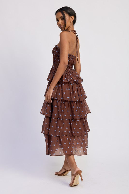 Tiered Ruffle Maxi Halter Dress