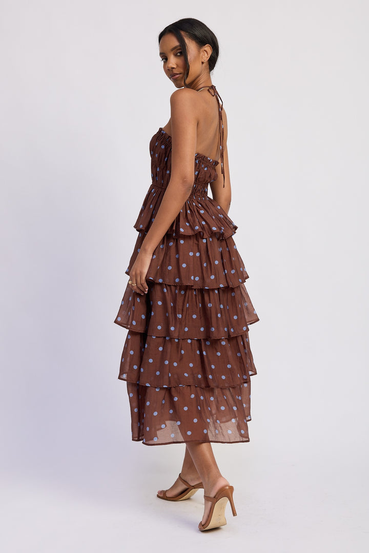 Tiered Ruffle Maxi Halter Dress