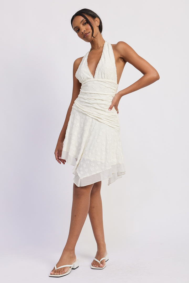 Halter Asymmetrical Printed Dress