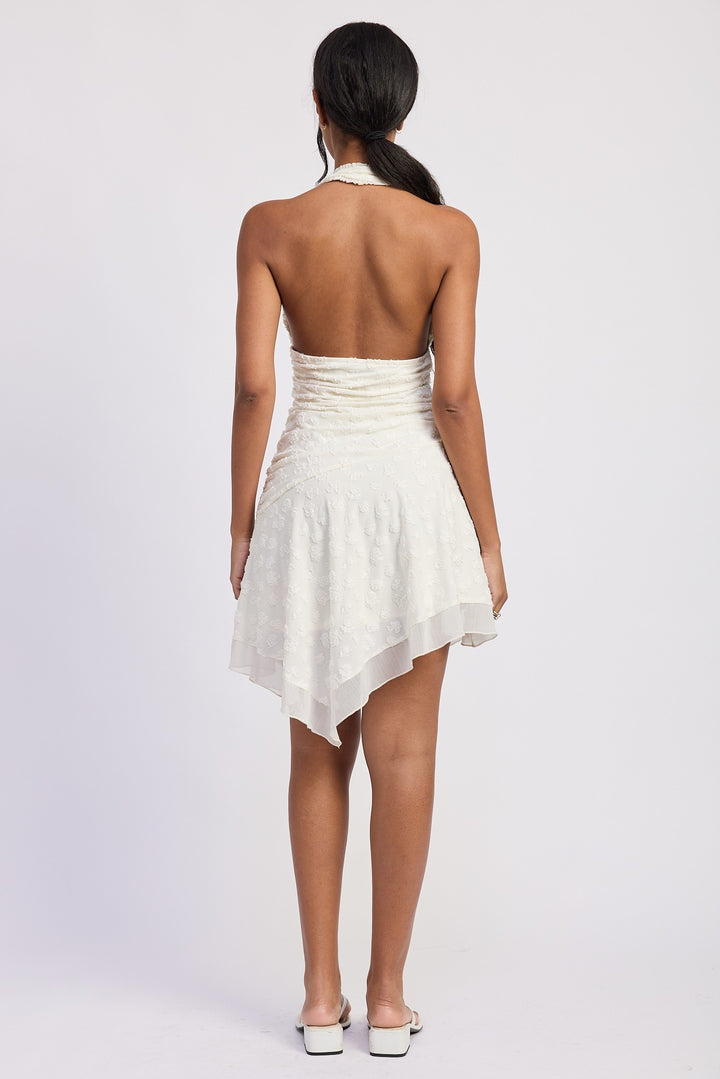 Halter Asymmetrical Printed Dress