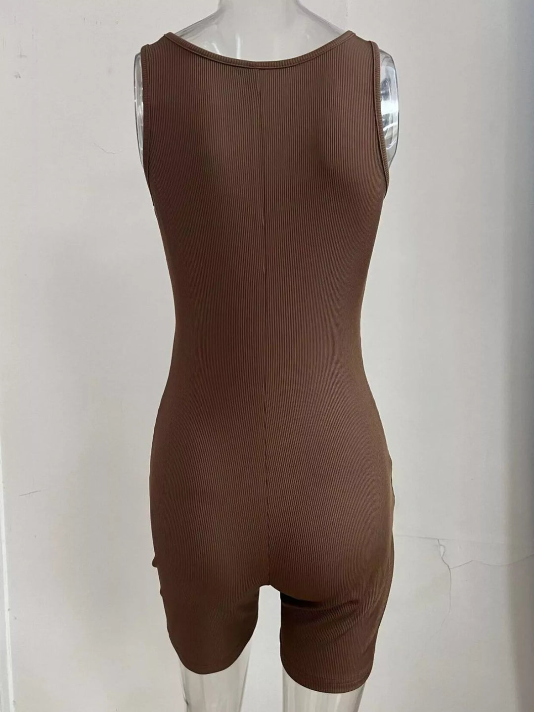 Coffee Brown Wide Strap Slim Fit Romper