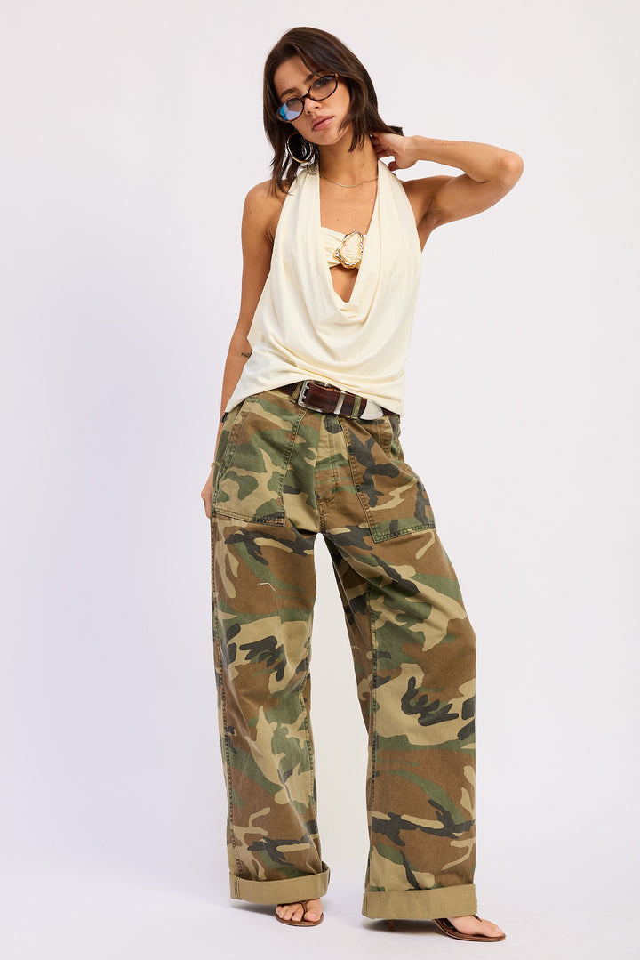 Drape Cowl Neck Bandean Top