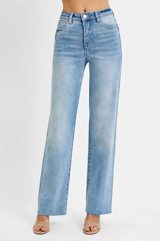 Light Risen Tummy Control Rise Straight Jeans
