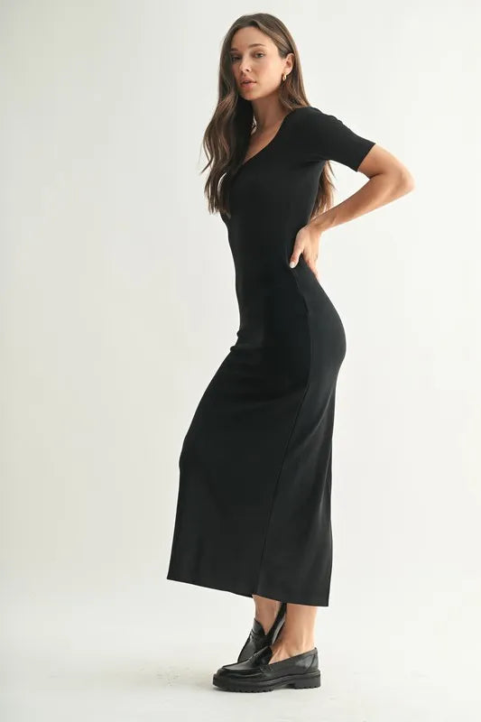 Black Mono B Laguna Soft Drape Maxi Dress