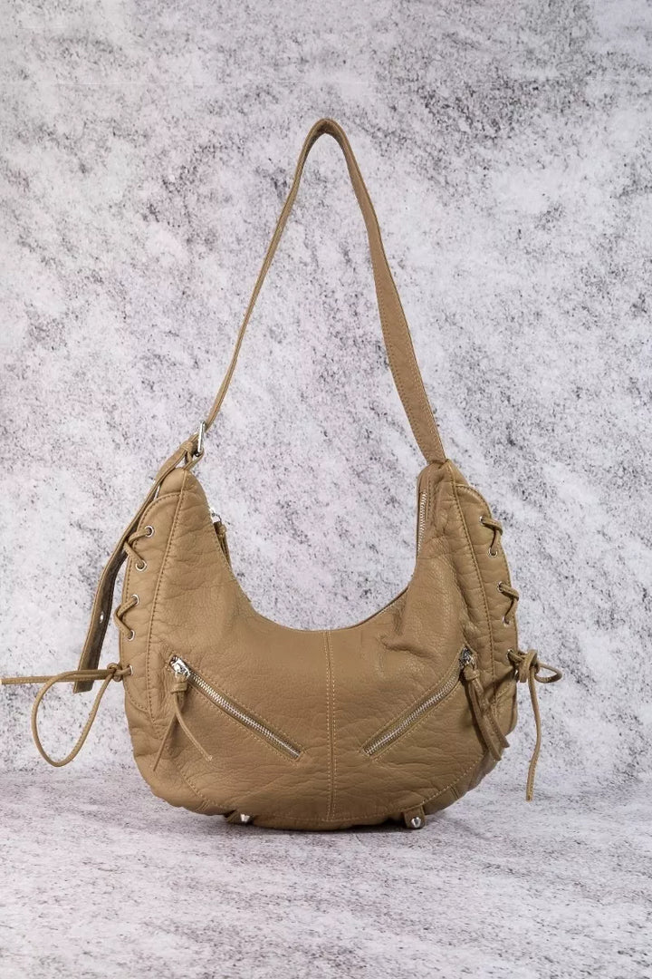 Gr Fame Larger Leather Crescent Shoulder Bag