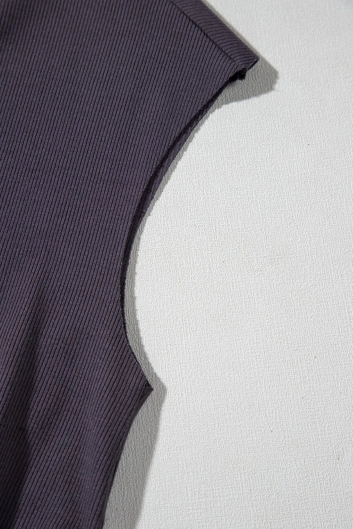 Knit Open Back Cap Sleeve Drawstring Romper