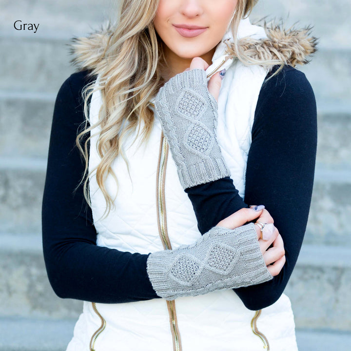 Ivory Cable Knit Short Handwarmers