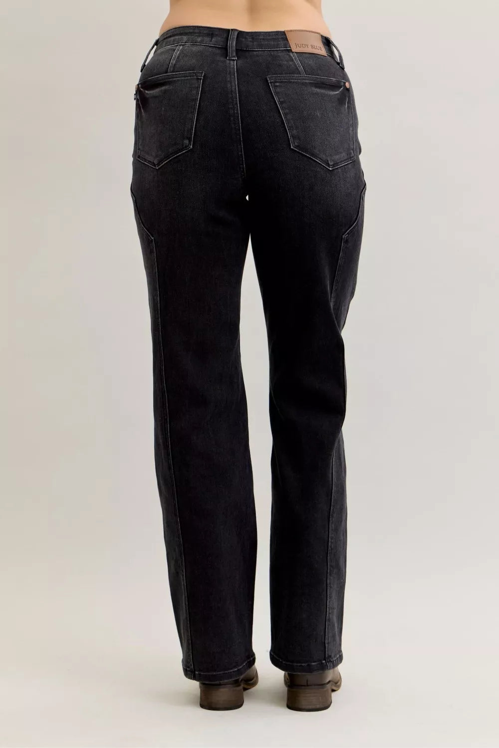 Bk Judy Blue Mid Rise Straight Western Seam Detail Jeans