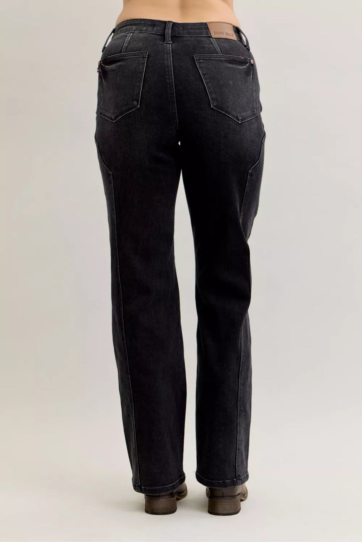 Bk Judy Blue Mid Rise Straight Western Seam Detail Jeans