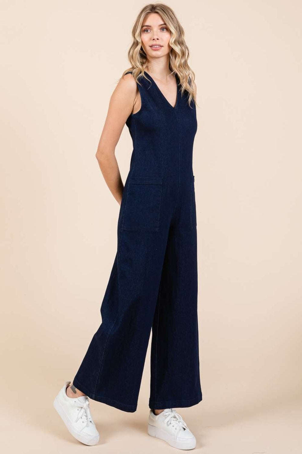 Dk Denim Mittoshop Sleeveless Wide Leg Denim Jumpsuit