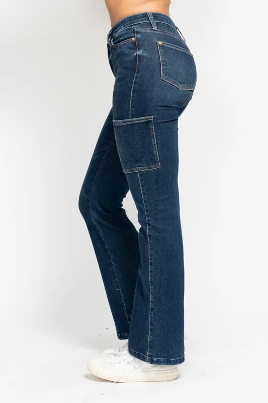 Dk Judy Blue Full Size High Waist Cargo Bootcut Jeans Plus Size