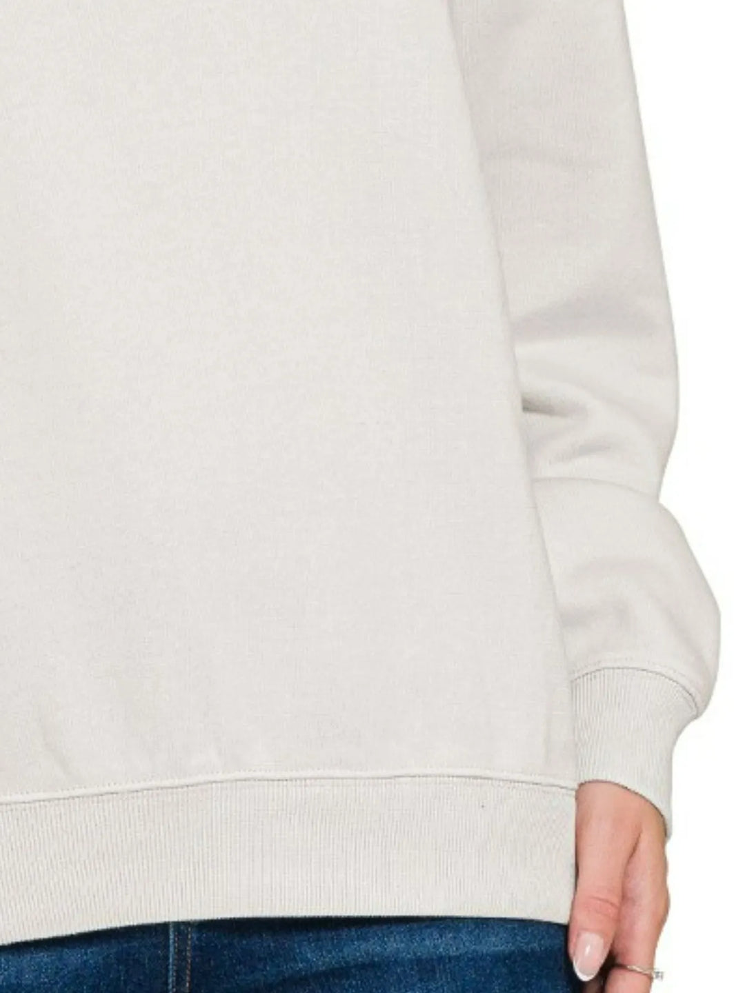Bone Zenana Fleece Crewneck Long Sleeve Sweatshirt
