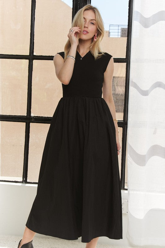 Black Adora V Neck Cap Sleeve Dress 1