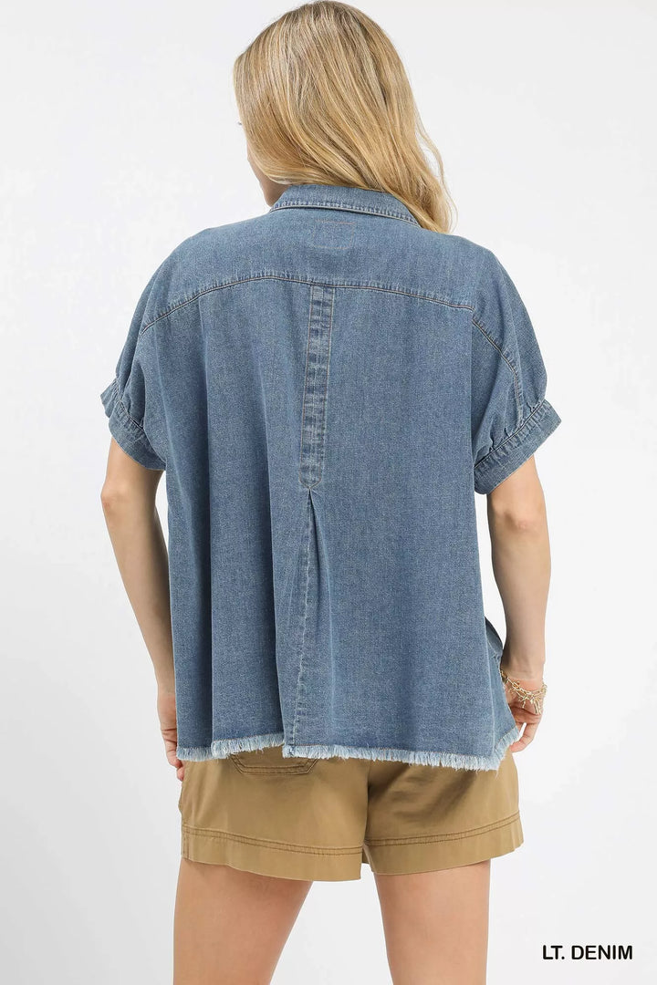 Umgee Washed Denim Oversized Top