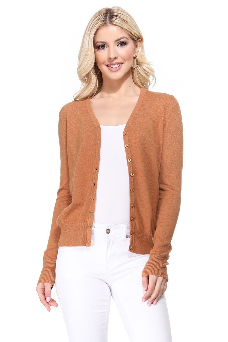 Red Womens V Neck Button Down Knit Cardigan Sweater