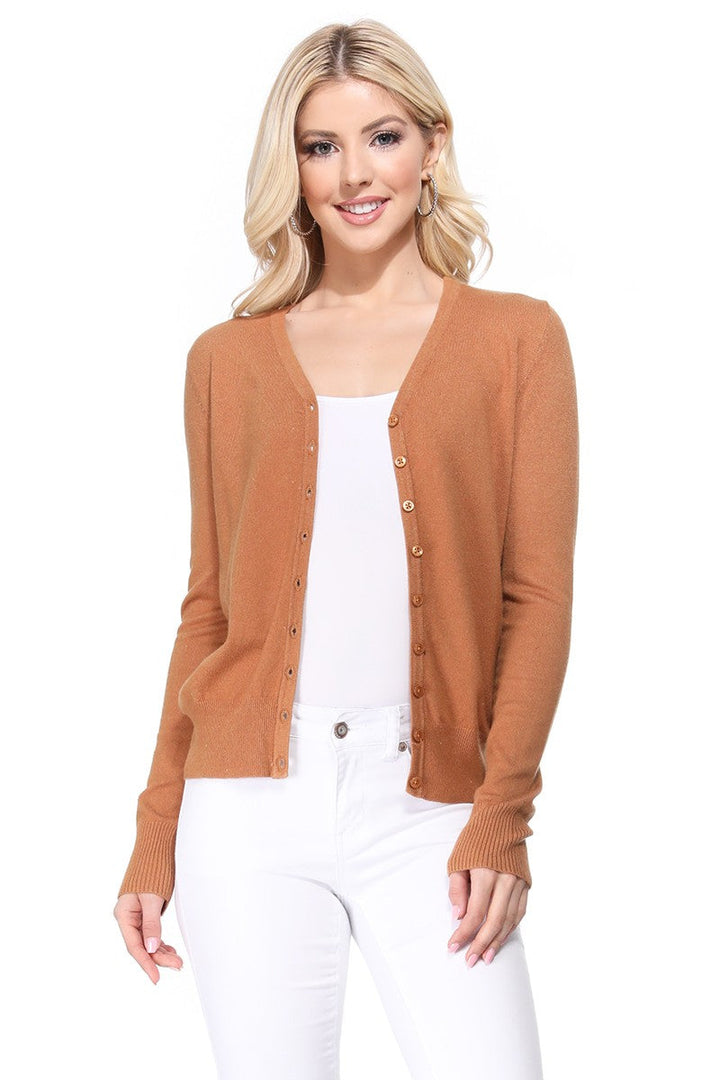Red Womens V Neck Button Down Knit Cardigan Sweater