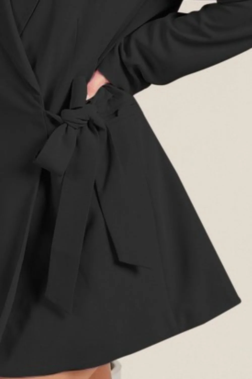 Black Bibi Wrap Tie Detailed Long Blazer