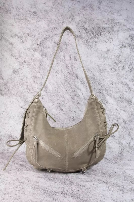 Br Fame Larger Leather Crescent Shoulder Bag