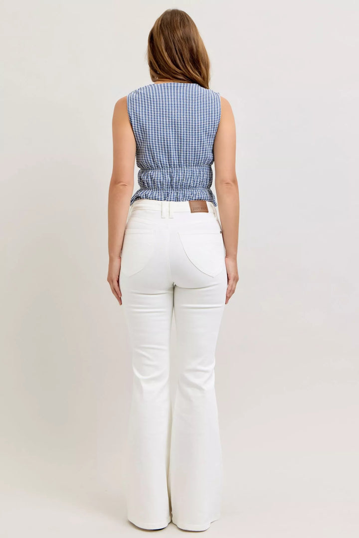 Wht Judy Blue High Waisted Tummy Control Flare Jeans