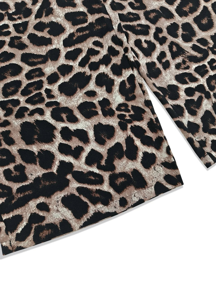 Plus Size Leopard Print Wide Leg Casual Overalls