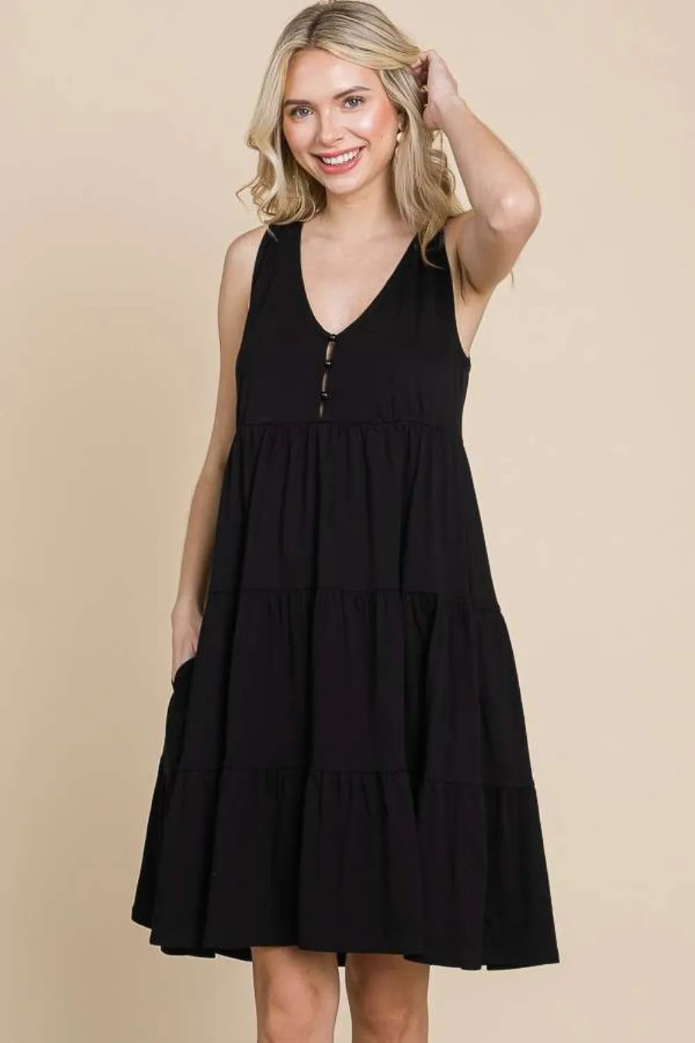 Black Culture Code Racerback Tiered Tank Dress
