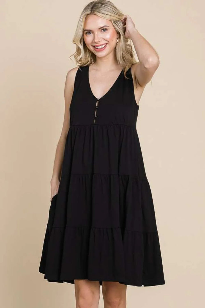 Black Culture Code Racerback Tiered Tank Dress