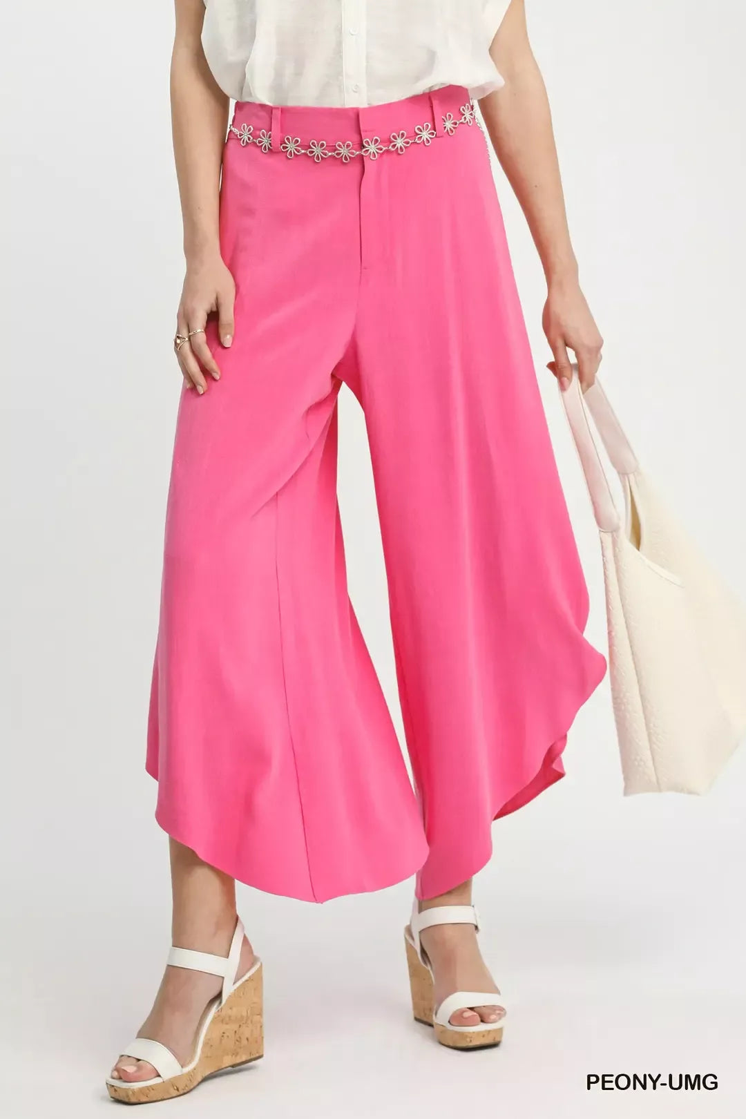 Peony-Umg Umgee Flowy Asymmetrical Hem Wide Leg Pants